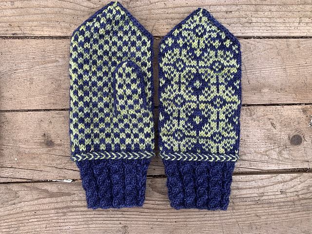 Green Blue Lithuanian Mittens